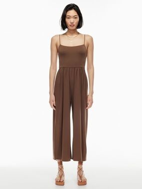 Aritzia Wilfred Wide Leg Market Tank Jumpsuit in Rich Brown Mocha Size Small NWT